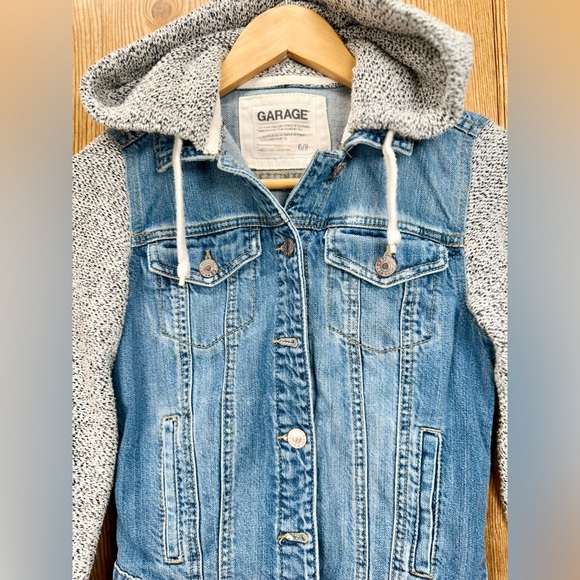🟢Women’s GARAGE Denim Sweater Jacket Sz XS Casual Street wear Fall - Picture 3 of 9